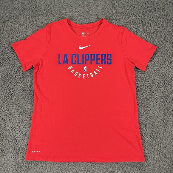 Nike LA Clippers T Shirt Womens Large Dri-Fit NBA Basketball Red Short Sleeves - Picture 1 of 12